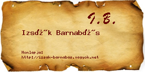 Izsák Barnabás névjegykártya